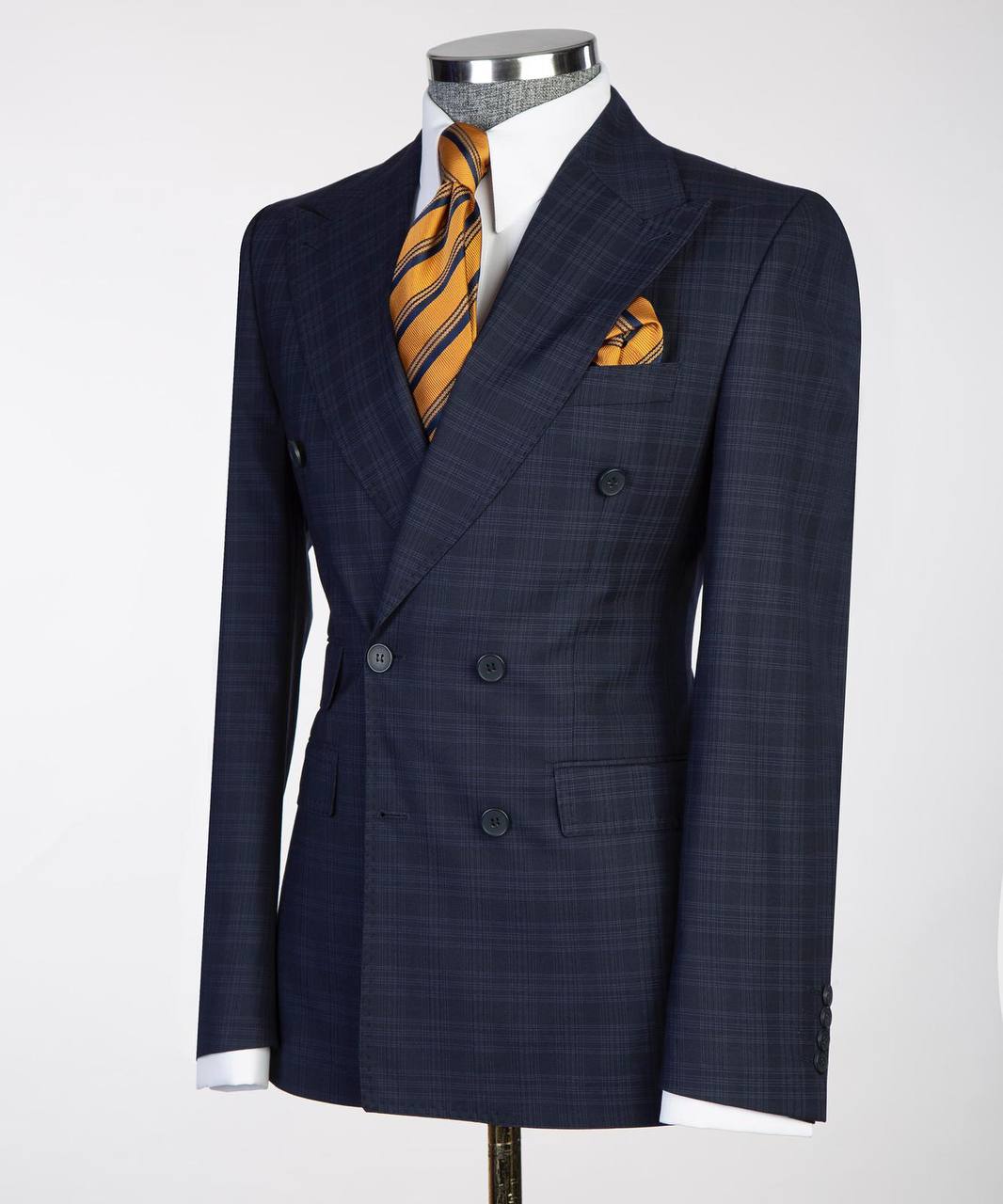Deep Navy Alabaster Double-Breasted Jacket - alternate angle - The Third Gentleman