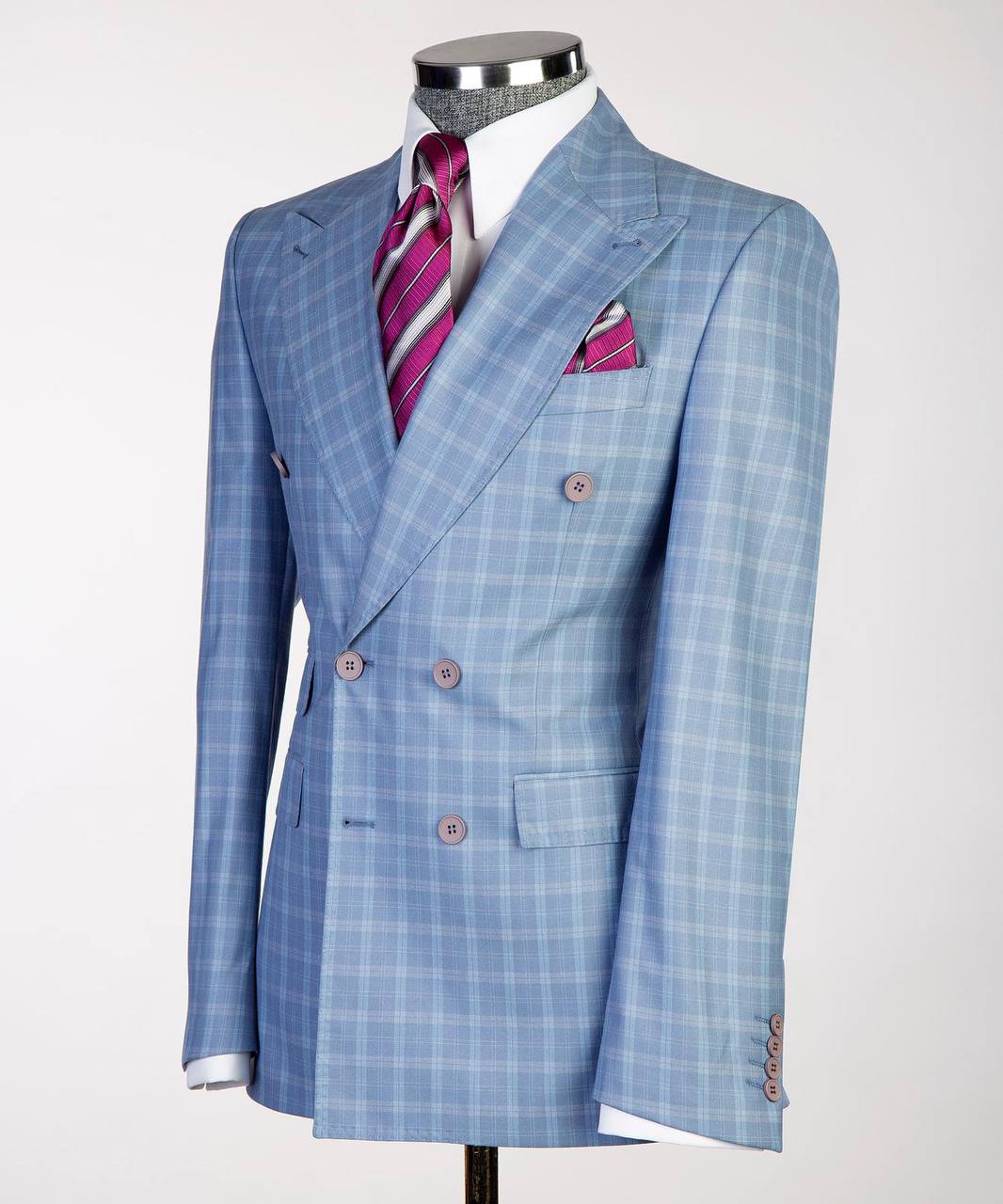 Cobalt Grid Double-Breasted Jacket - alternate angle