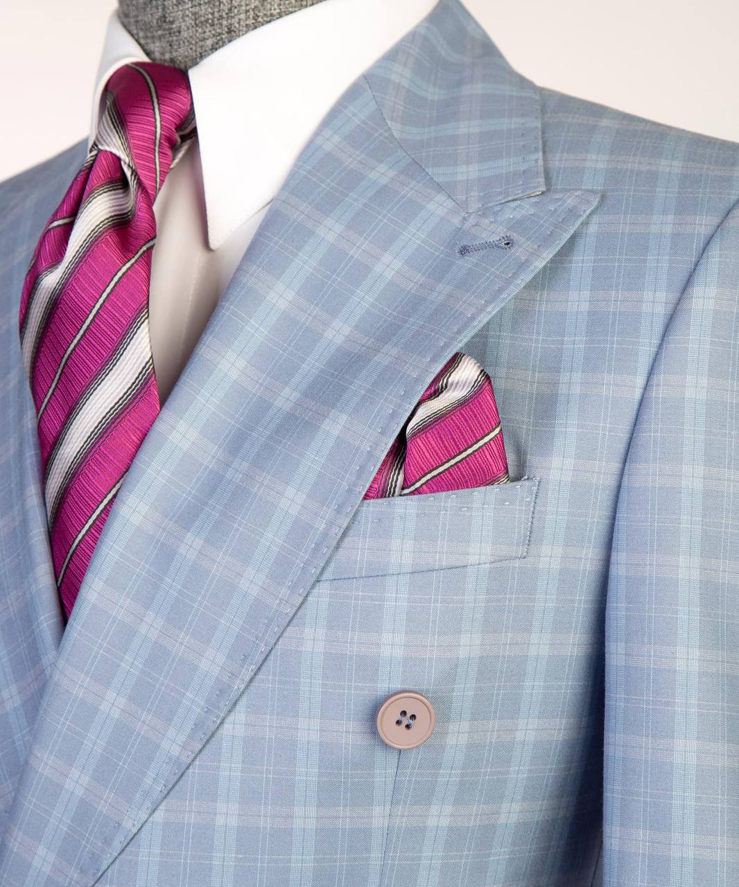 Cobalt Grid Double-Breasted Jacket - detail view