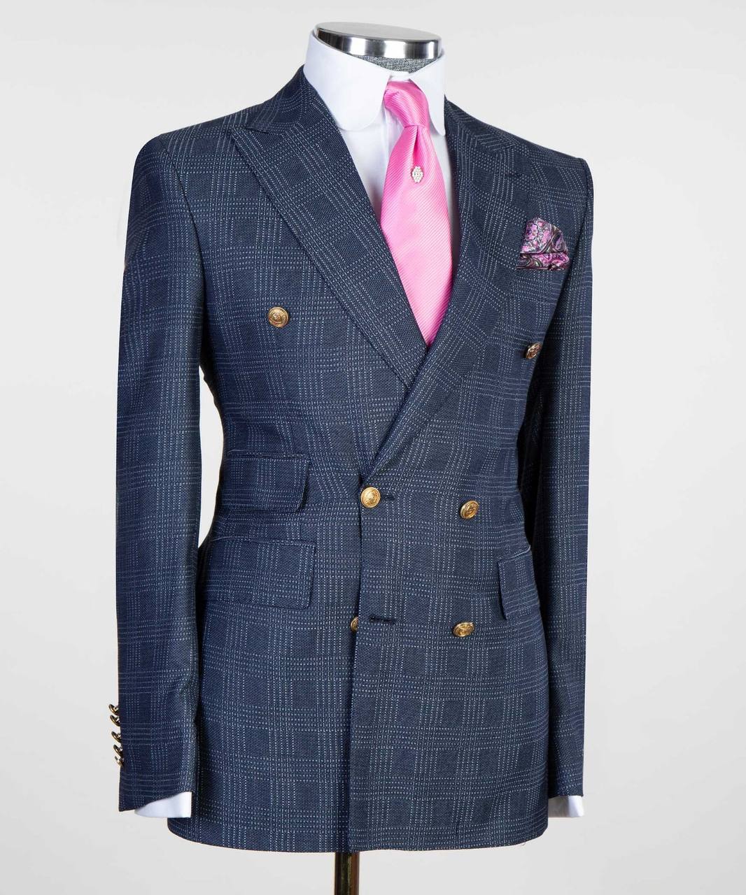 Midnight Alabaster Plaid Double-Breasted Jacket - alternate angle