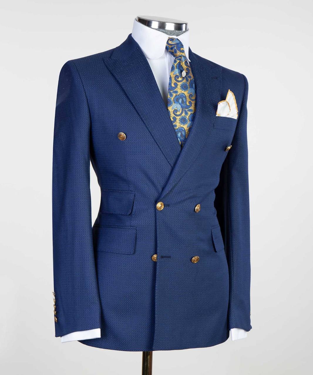 Azure Birdseye Double-Breasted Jacket - alternate angle
