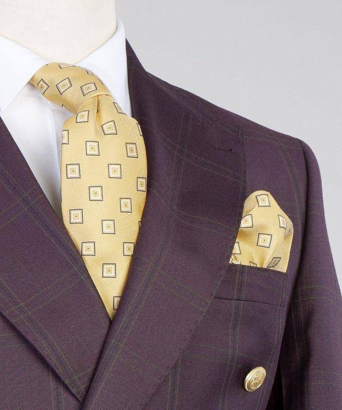 Royal Plum Windowpane Double-Breasted Jacket - detail view