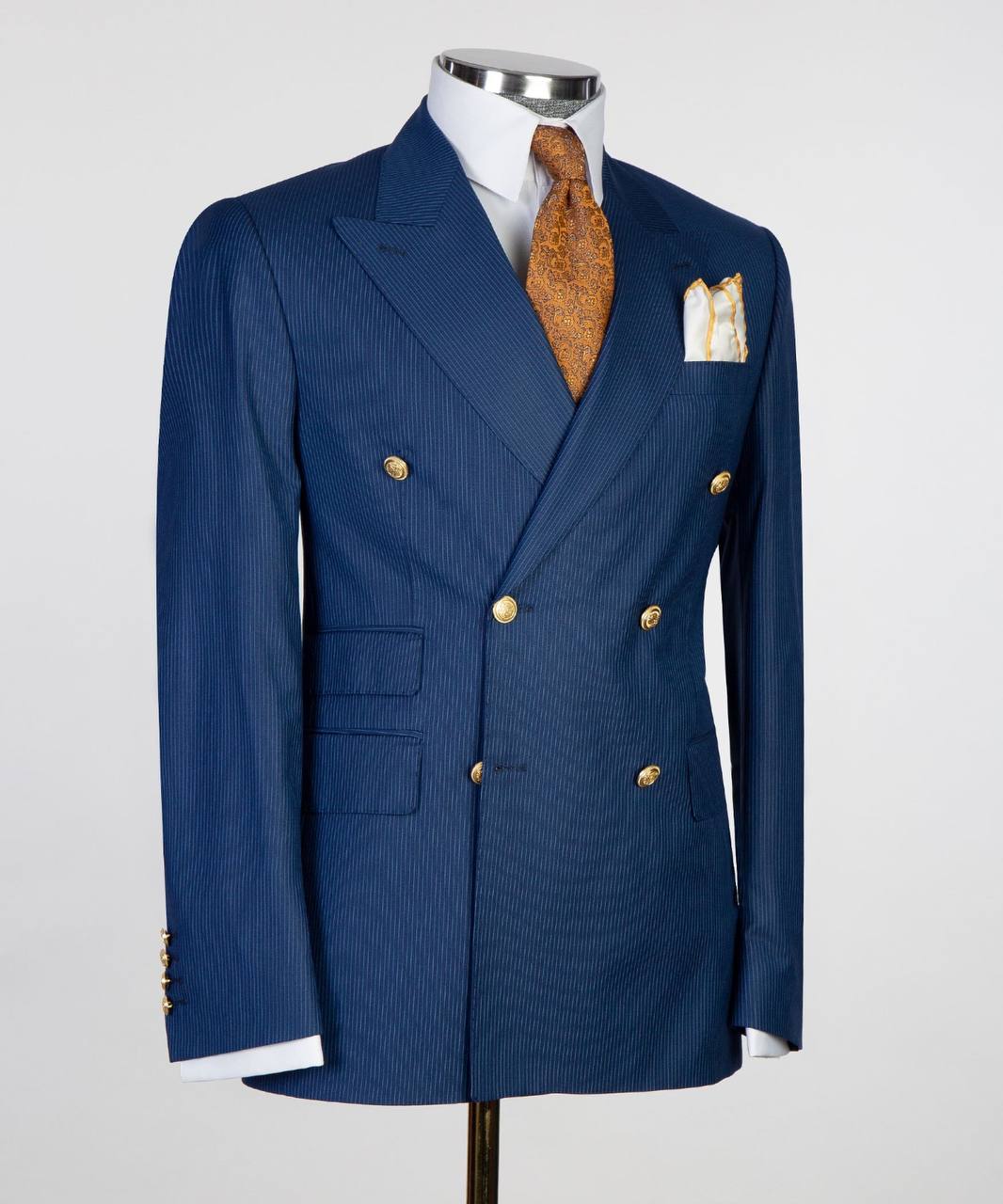Azure Pinstripe Double-Breasted Jacket - alternate angle