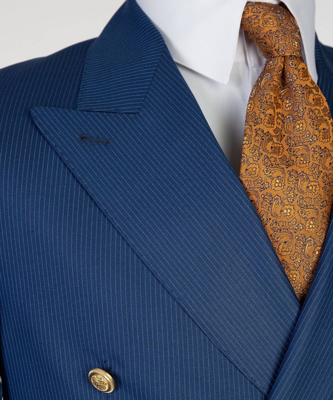 Azure Pinstripe Double-Breasted Jacket - detail view
