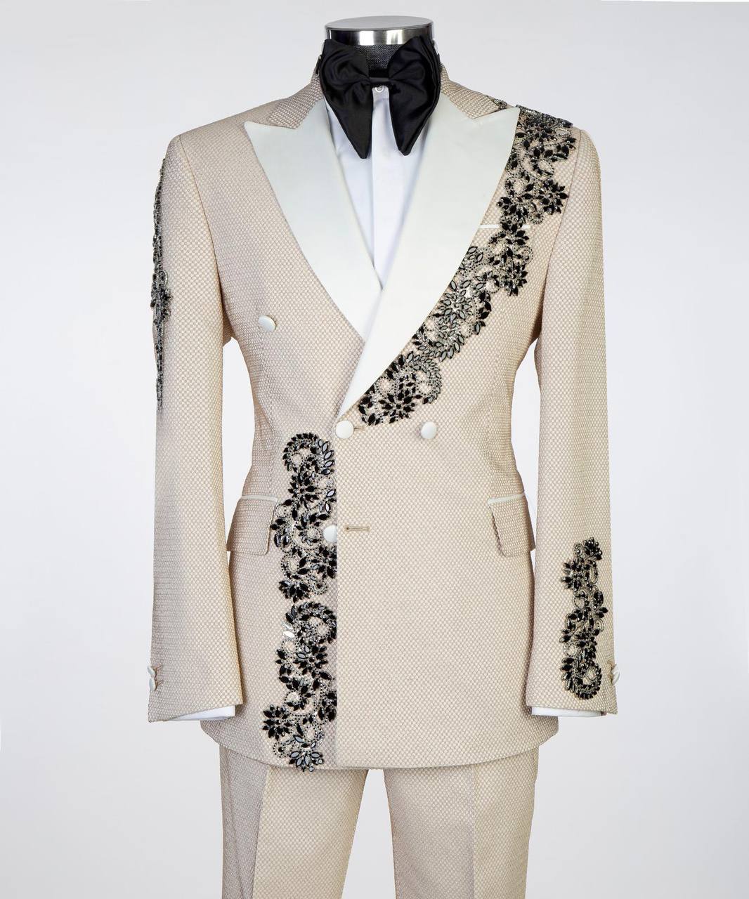 Ivory Alabaster Embellished Tuxedo | Signature Peak Lapel from The Third Gentleman