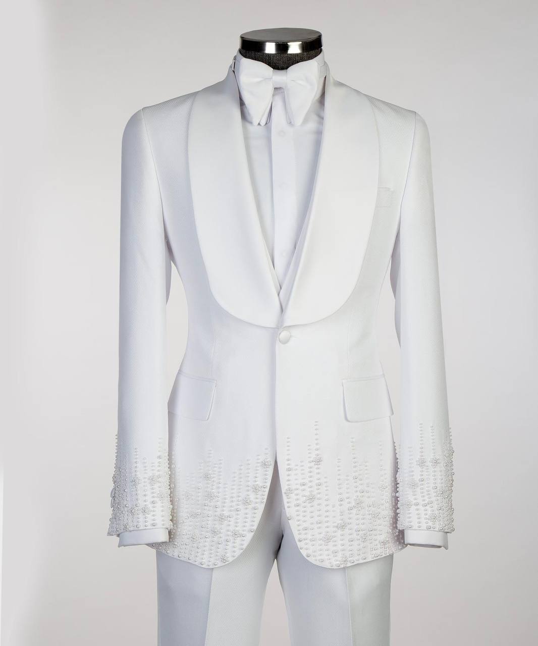 Ivory Alabaster Pearl-Embellished Tuxedo | Signature Peak Lapel from The Third Gentleman