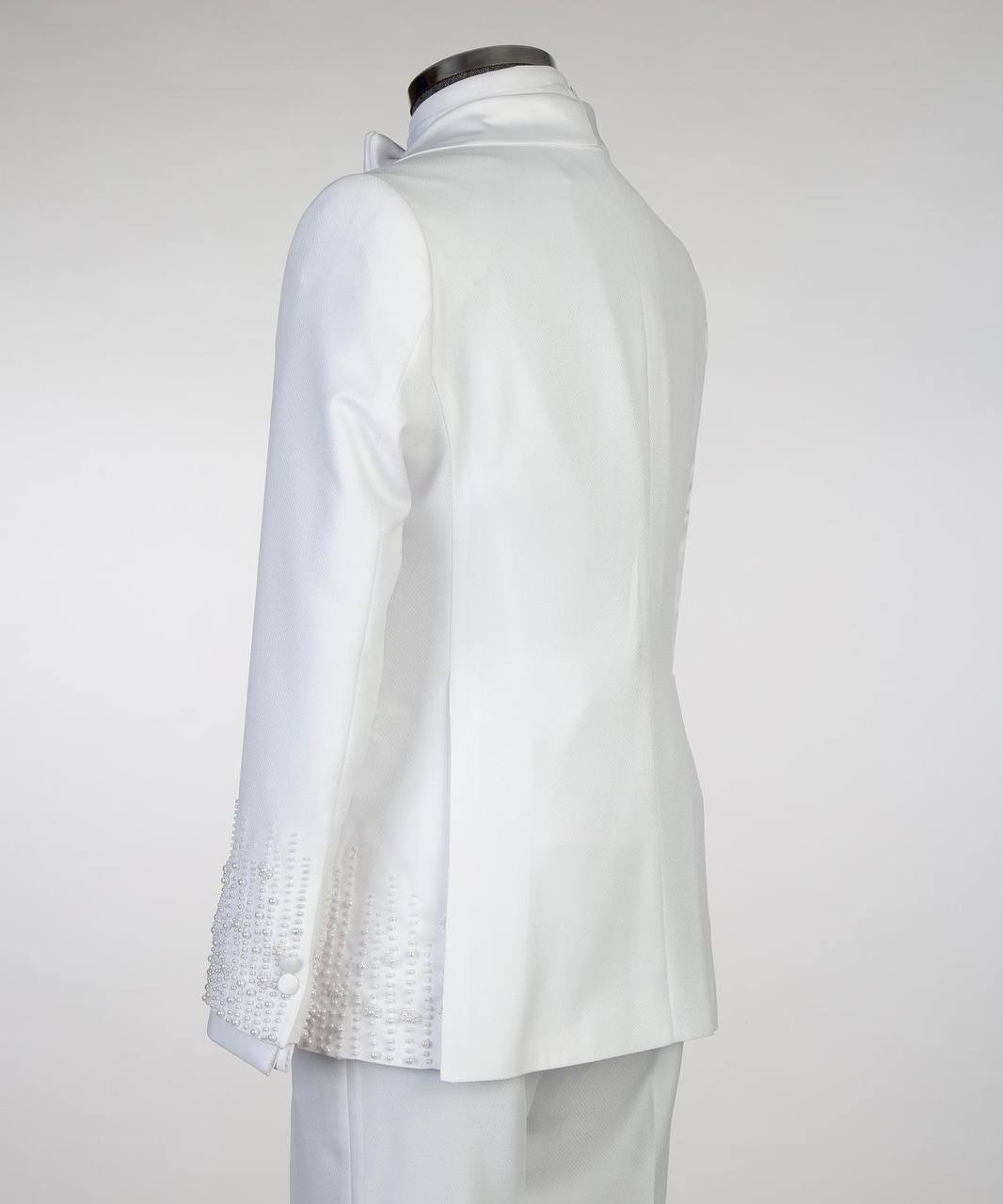 Ivory Alabaster Pearl-Embellished Tuxedo - fabric detail