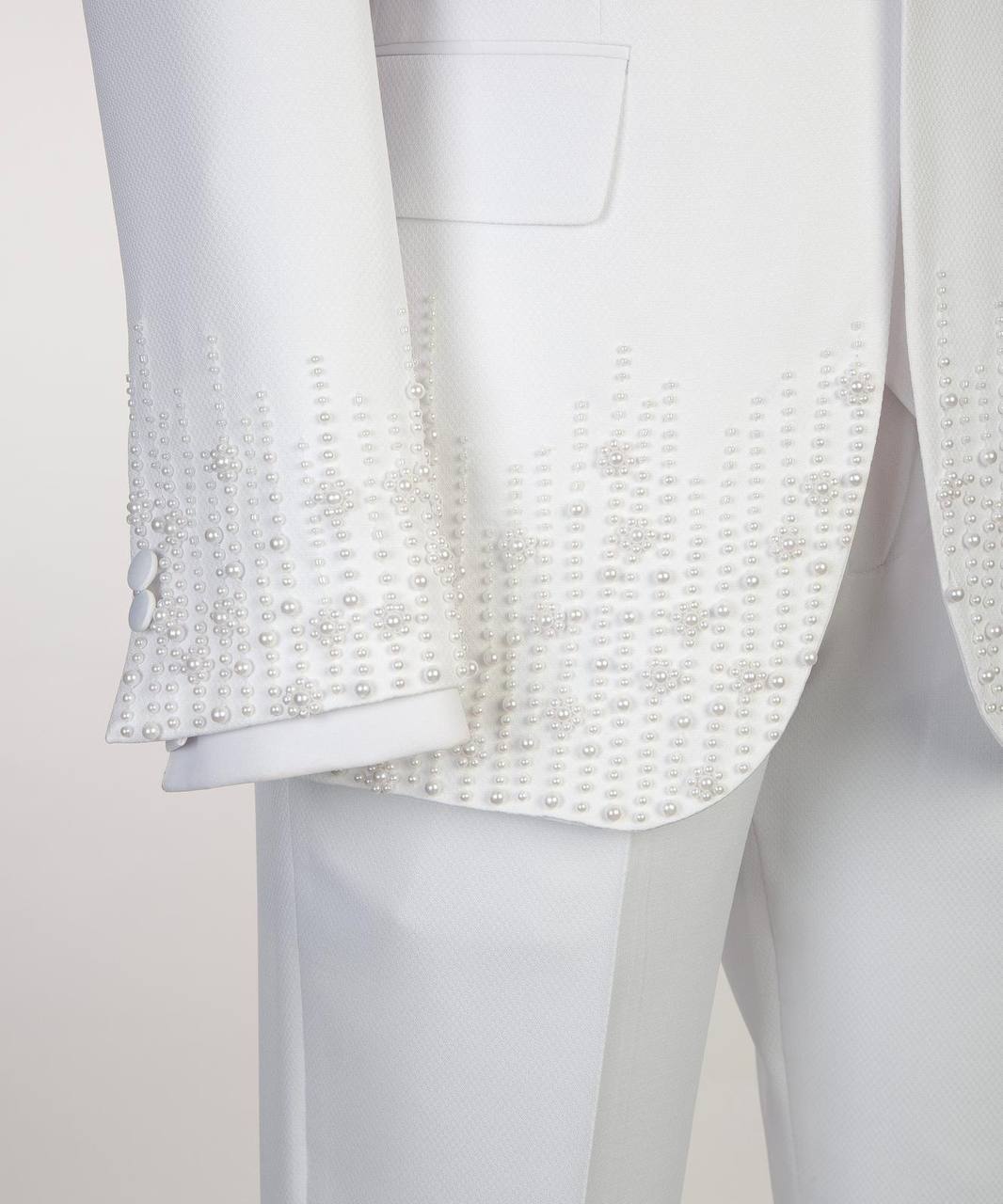Ivory Alabaster Pearl-Embellished Tuxedo - back view