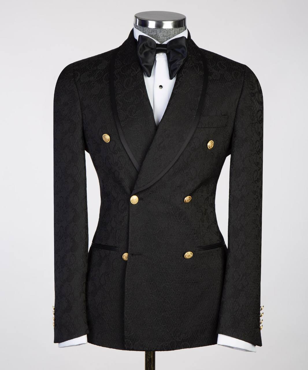 Onyx Black Paisley Tuxedo | Double-Breasted from The Third Gentleman, product view 1