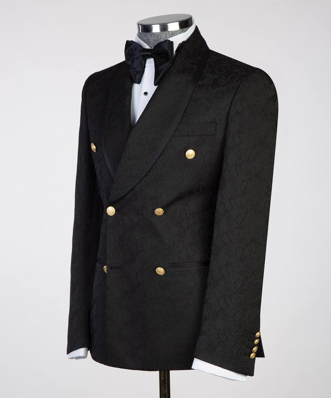Onyx Black Paisley Tuxedo | Double-Breasted from The Third Gentleman, product view 2