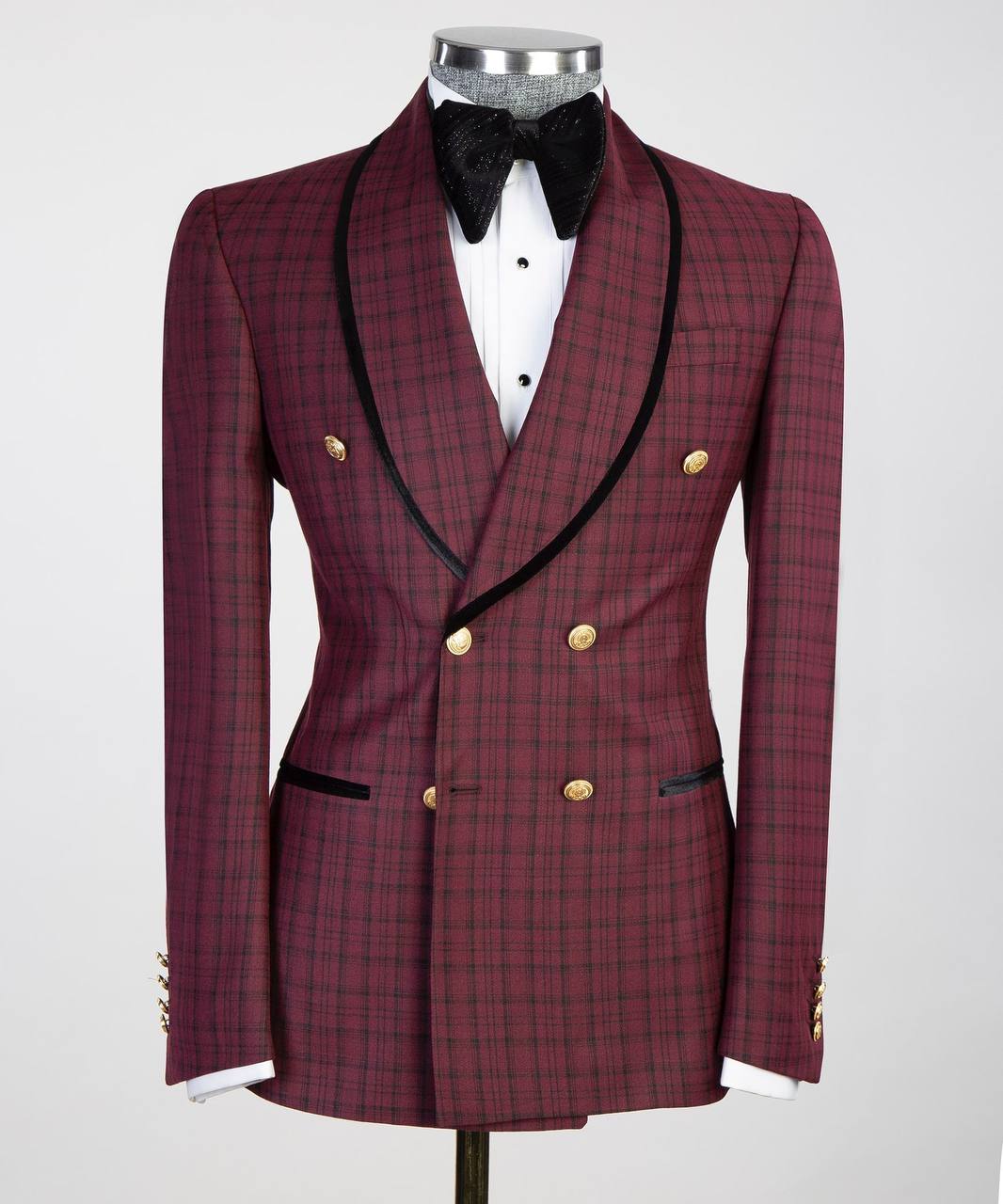 Bordeaux Plaid Tuxedo | Double-Breasted from The Third Gentleman, product view 1