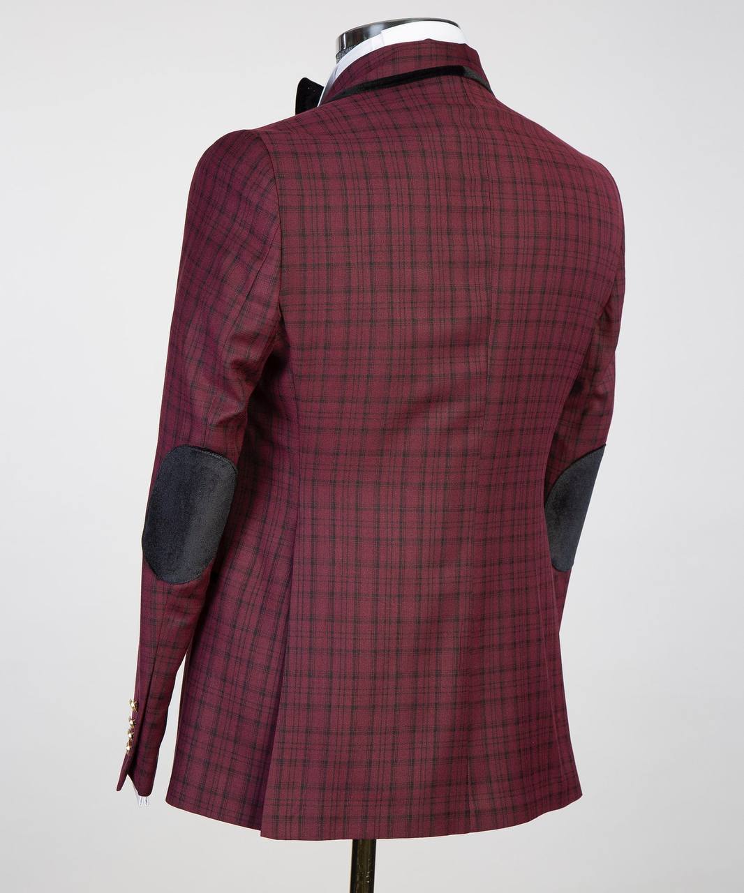 Bordeaux Plaid Tuxedo | Double-Breasted from The Third Gentleman, product view 3