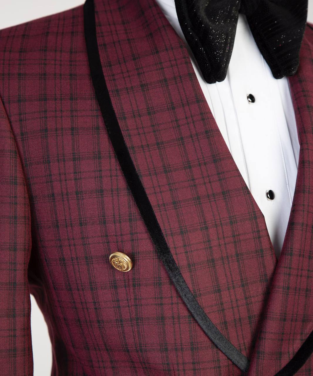 Bordeaux Plaid Tuxedo | Double-Breasted from The Third Gentleman, product view 4