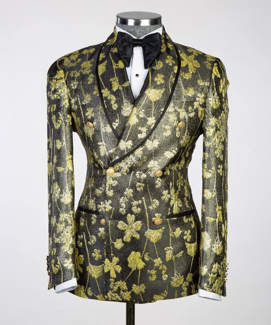 Black Gold Floral Metallic Tuxedo | Double-Breasted from The Third Gentleman, product view 1