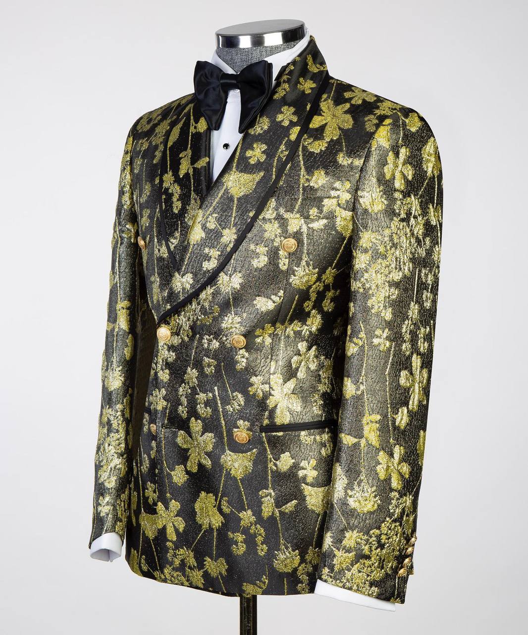 Black Gold Floral Metallic Tuxedo | Double-Breasted from The Third Gentleman, product view 2