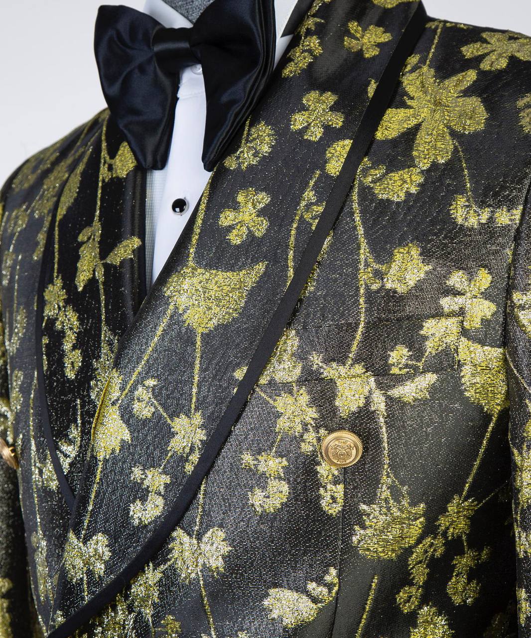 Black Gold Floral Metallic Tuxedo | Double-Breasted from The Third Gentleman, product view 3