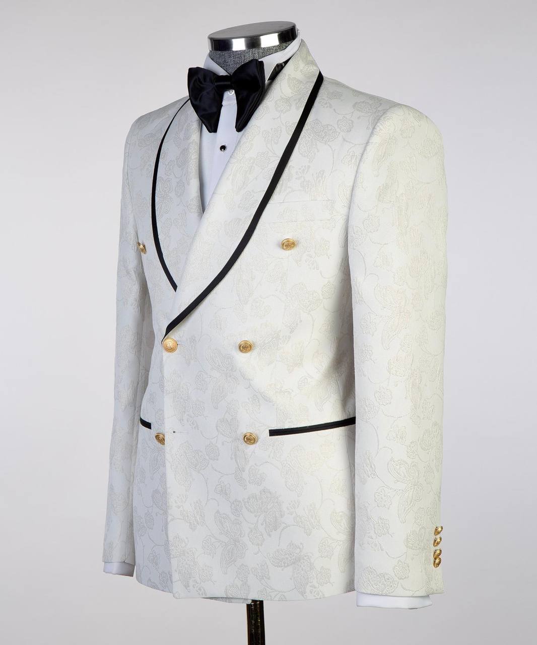 Ivory Gold Floral Brocade Tuxedo | Double-Breasted from The Third Gentleman, product view 2
