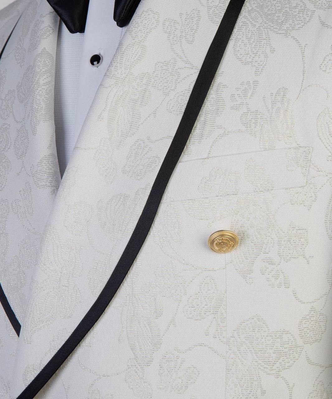 Ivory Gold Floral Brocade Tuxedo | Double-Breasted from The Third Gentleman, product view 3