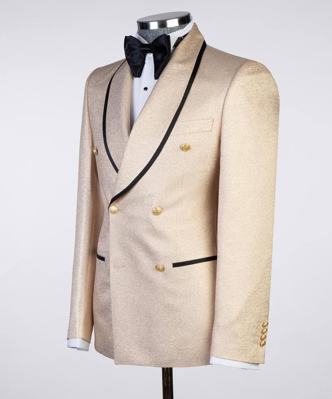 Champagne Gold Shimmer Tuxedo | Double-Breasted from The Third Gentleman, product view 2
