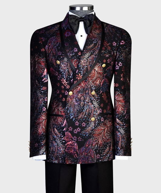 Midnight Phoenix Floral Embroidered Tuxedo | Double-Breasted from The Third Gentleman, product view 1