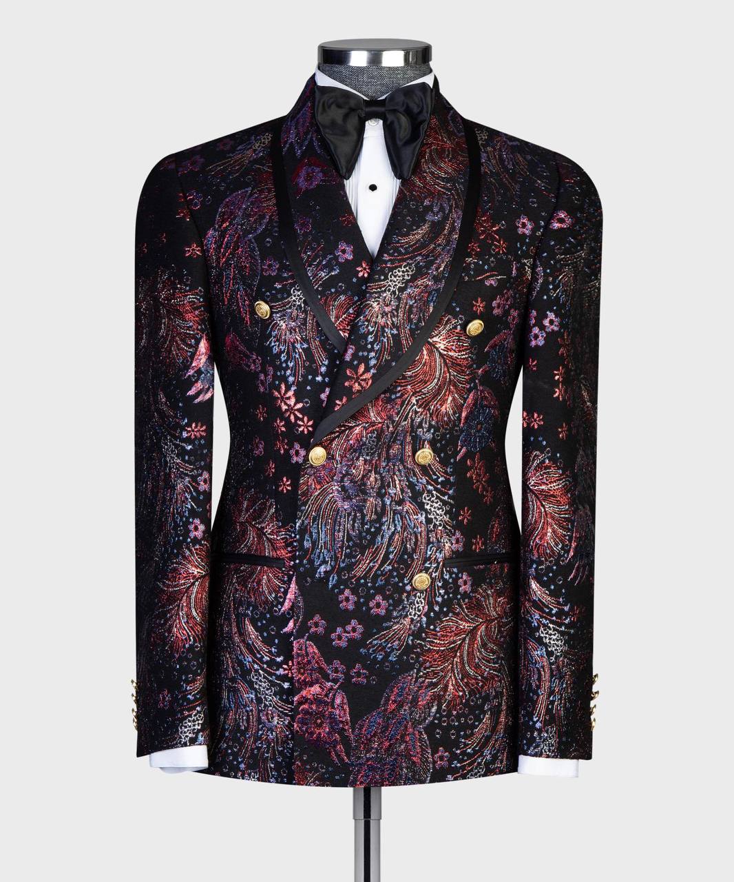 Midnight Phoenix Floral Embroidered Tuxedo | Double-Breasted from The Third Gentleman, product view 2