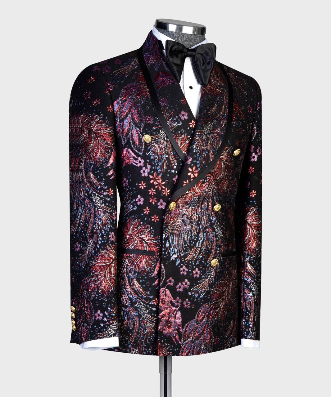 Midnight Phoenix Floral Embroidered Tuxedo | Double-Breasted from The Third Gentleman, product view 3