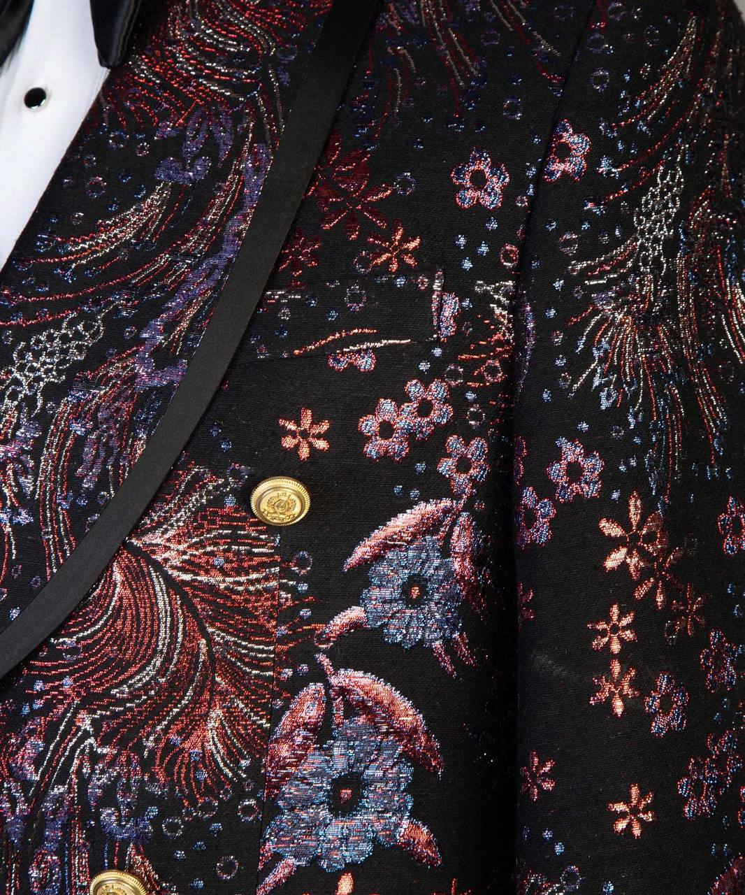 Midnight Phoenix Floral Embroidered Tuxedo | Double-Breasted from The Third Gentleman, product view 4
