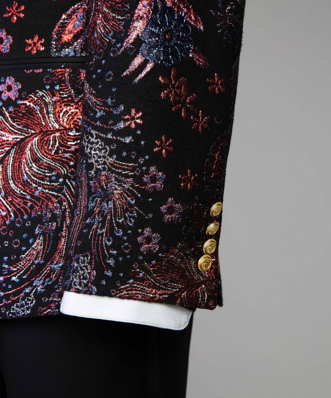 Midnight Phoenix Floral Embroidered Tuxedo | Double-Breasted from The Third Gentleman, product view 5