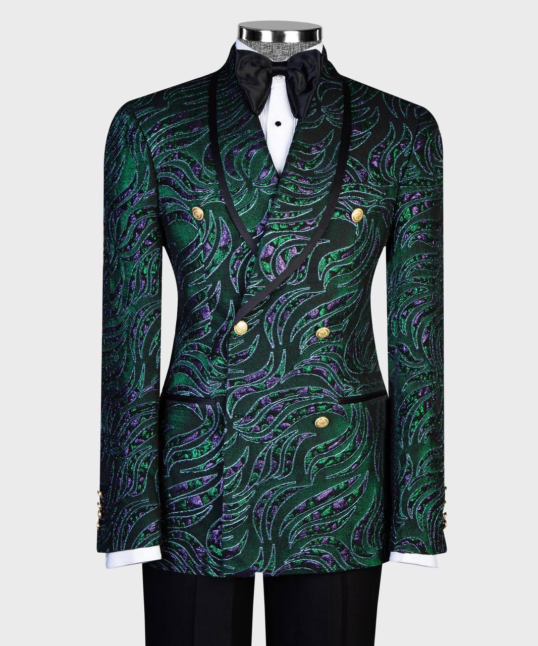 Emerald Purple Swirl Jacquard Tuxedo | Double-Breasted from The Third Gentleman, product view 1