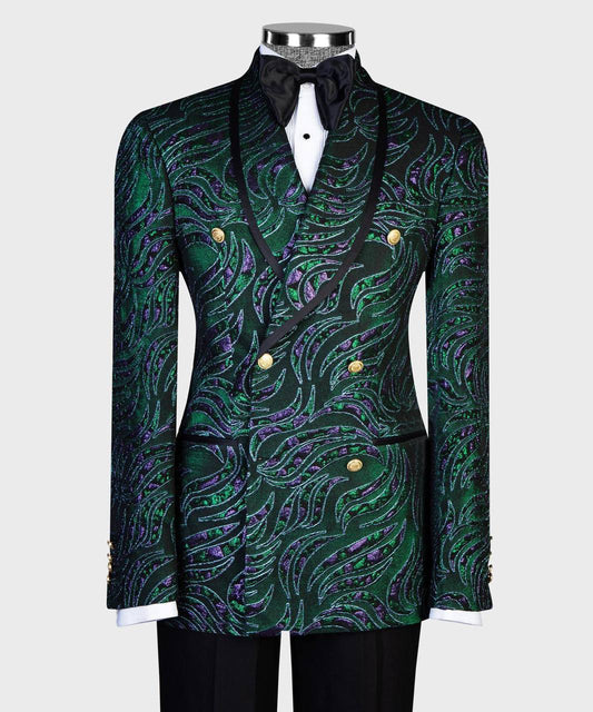 Emerald Purple Swirl Jacquard Tuxedo | Double-Breasted from The Third Gentleman, product view 1