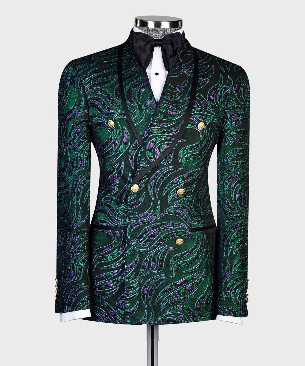 Emerald Purple Swirl Jacquard Tuxedo | Double-Breasted from The Third Gentleman, product view 2