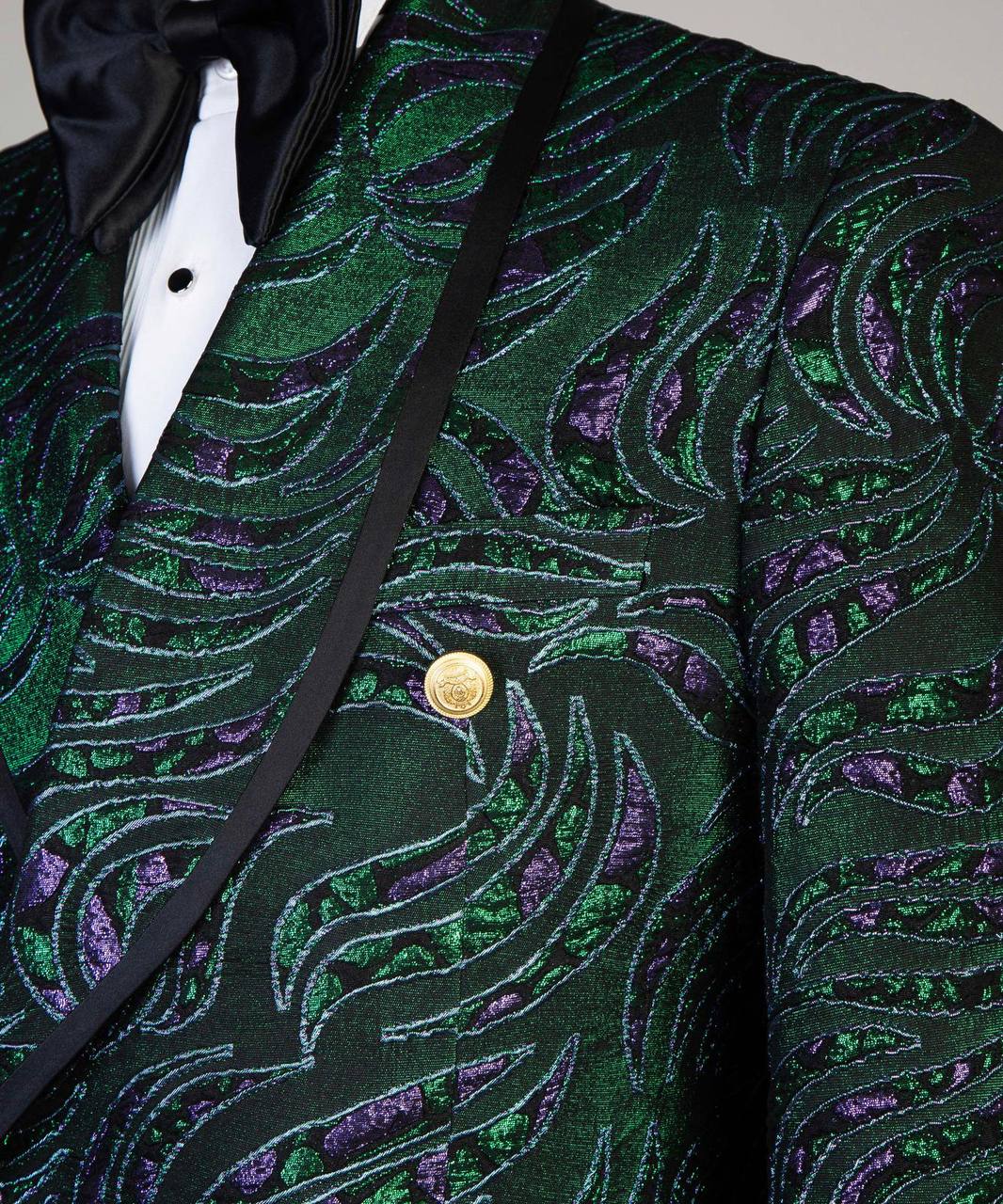 Emerald Purple Swirl Jacquard Tuxedo | Double-Breasted from The Third Gentleman, product view 4