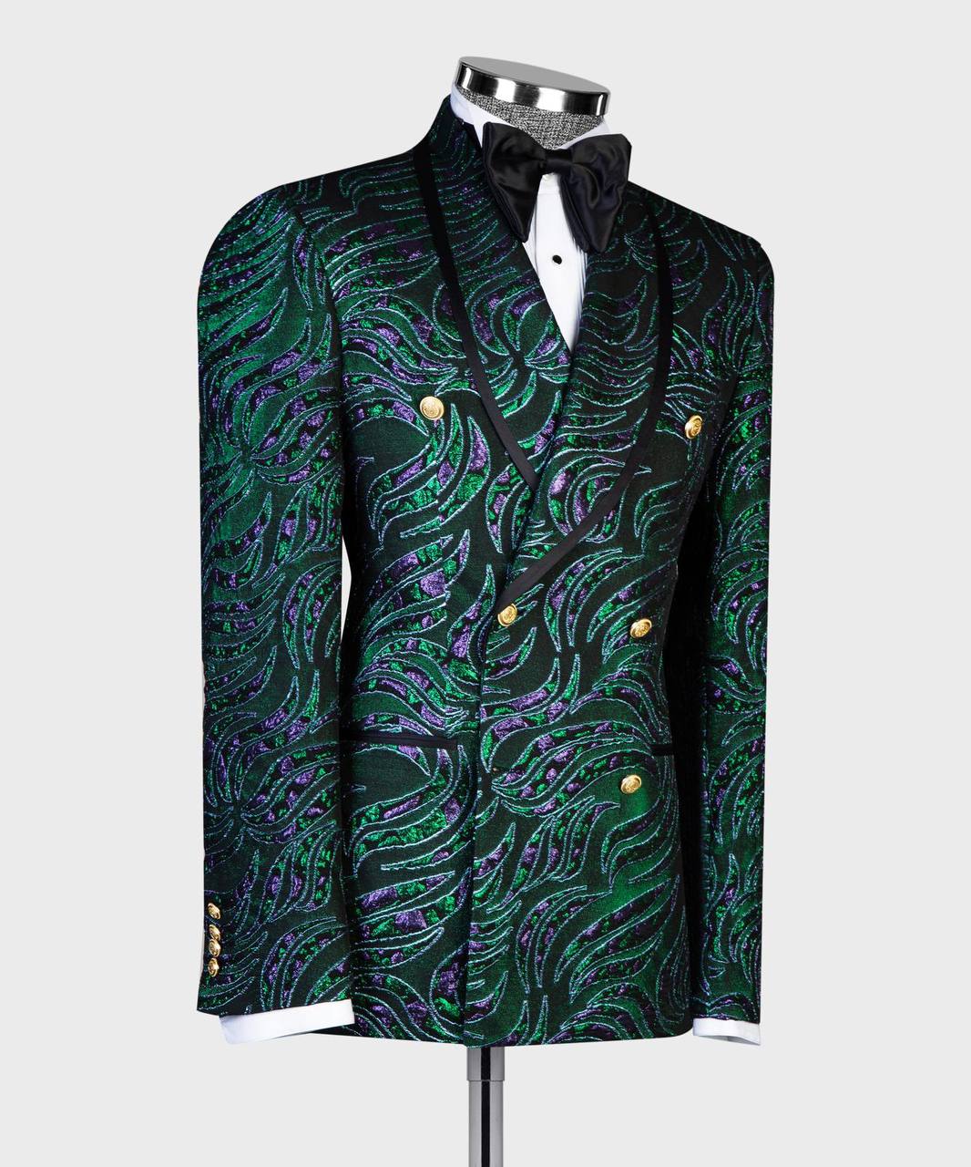 Emerald Purple Swirl Jacquard Tuxedo | Double-Breasted from The Third Gentleman, product view 3