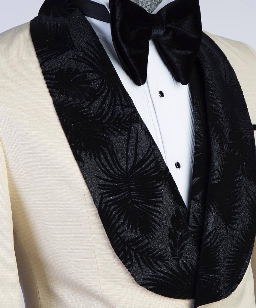 Cream Ivory Three-Piece Tuxedo detail view from The Third Gentleman