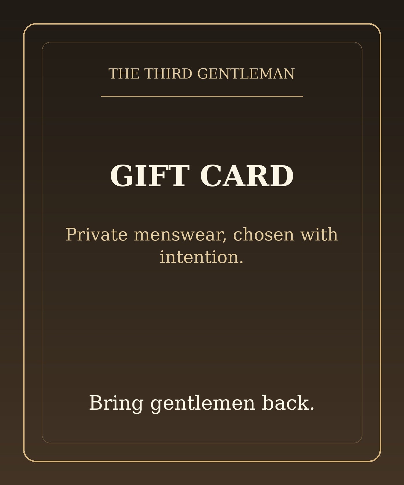 The Third Gentleman Gift Card premium hero from The Third Gentleman